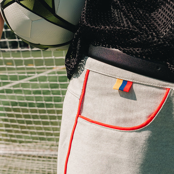 La Selección Piped Jorts – White (Red)