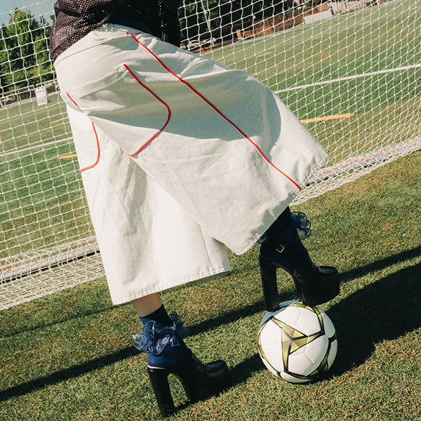 La Selección Piped Jorts – White (Red)