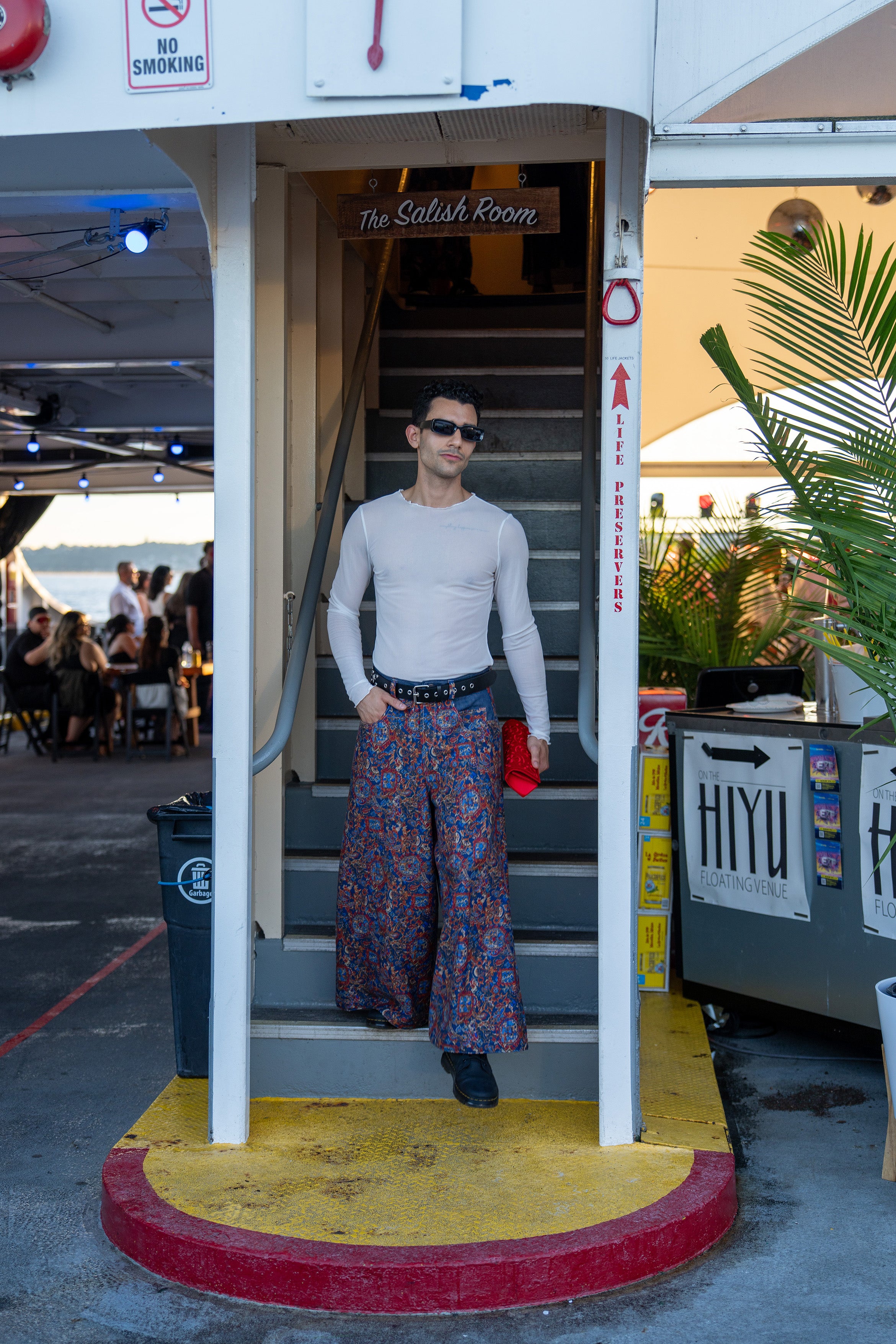 Canvas Pattern Baggy Pants
