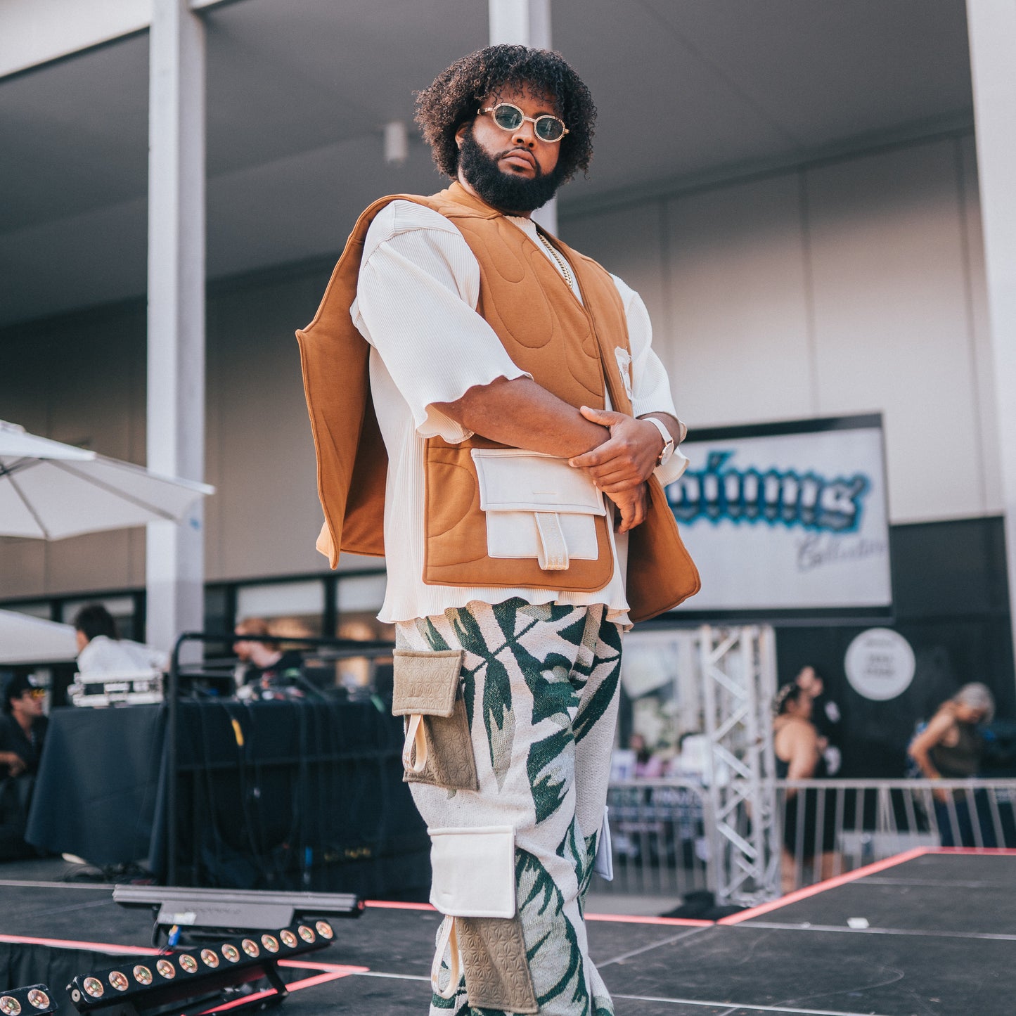 Green and cream Pants